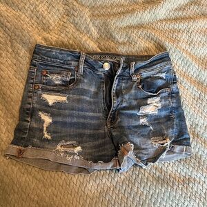American Eagle Outfitters Women's Ripped Blue Jean Shorts